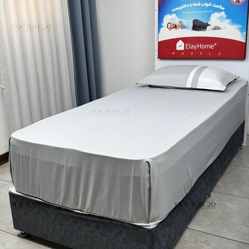 ملحفه نیم ست دونفره رنگ طوسی (ملحفه کش دار+ 2 روبالشتی) — تصویر ۹