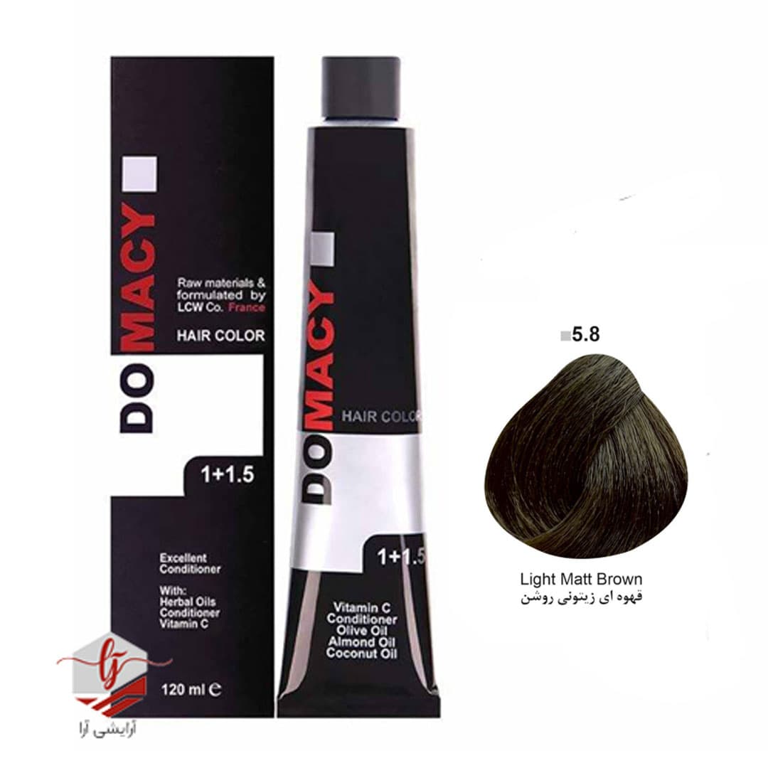 دوماسی رنگ مو ترمیم کننده 120 میل قهوه ای زیتونی روشن شماره 5/8