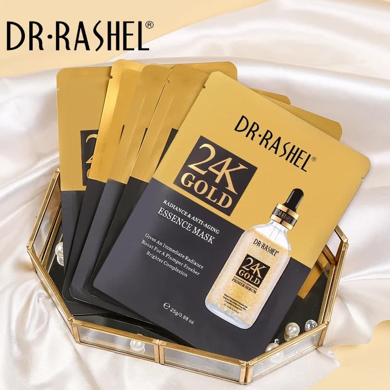 ماسک ورقه‌ای طلا 24K دکتر راشل اورجینال 25 گرم DR.RASHEL 24K Gold Essence Mask — تصویر ۲