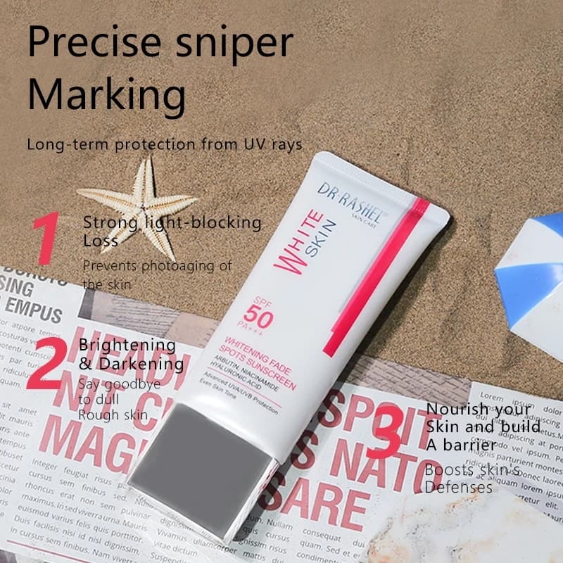 ضدآفتاب سفید کننده و ضدلک دکتر راشل SPF50 حجم50گرم DR.RASHEL White Skin Whitening Fade Spots Sunscreen — تصویر ۴