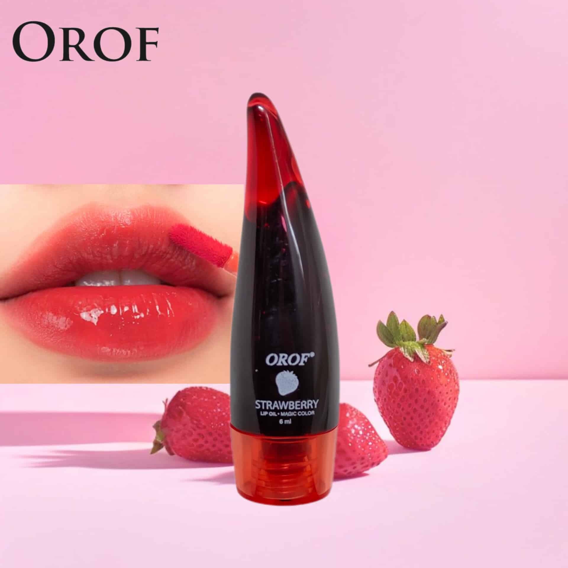 تینت لب اوروف توت فرنگی مدل شاخکی OROF Strawberry Lip Tint