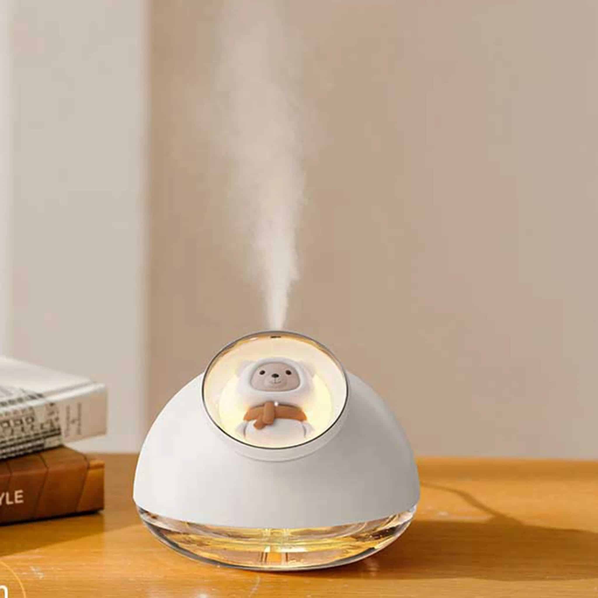 دستگاه بخور سرد و چراغ خواب مدل سفینه و عروسک خرسی اصل 160میل H₂O Humidifier — تصویر ۹