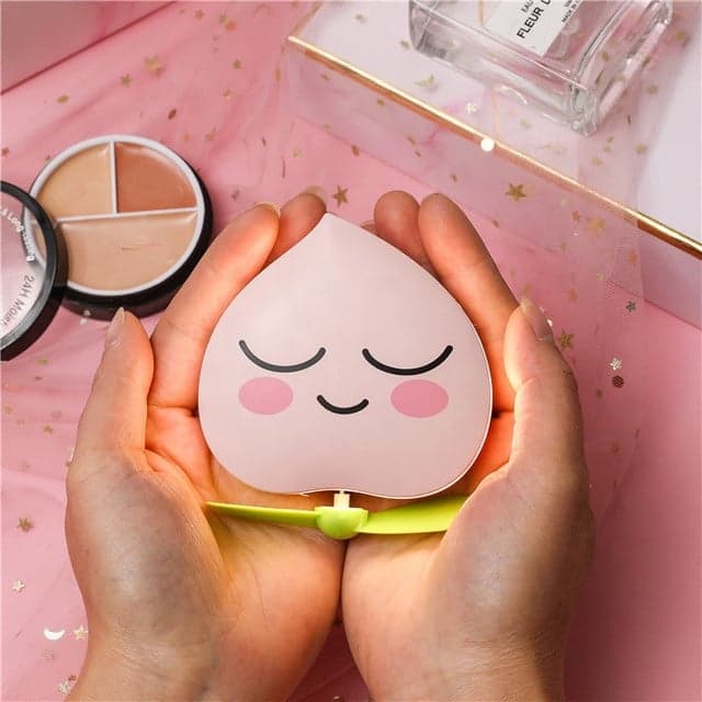 آینه فن دار و چراغ دار شارژی مدل هلو ( رینگ لایت ) Peach Mini Fan With Makeup Mirror LED — تصویر ۶