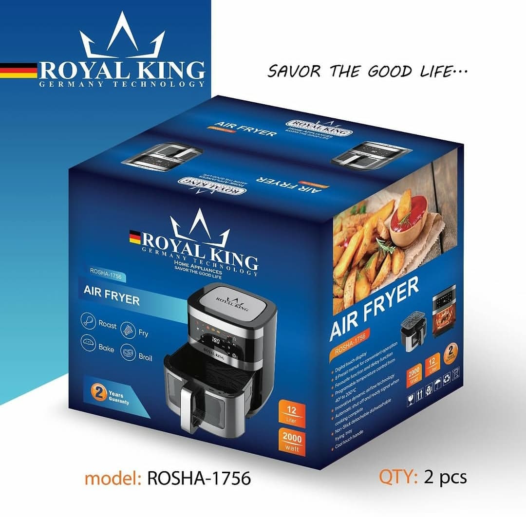سرخ کن دو المنت رژیمی رویال کینگ 12 لیتری مدل ROSHA-1756 — تصویر ۲