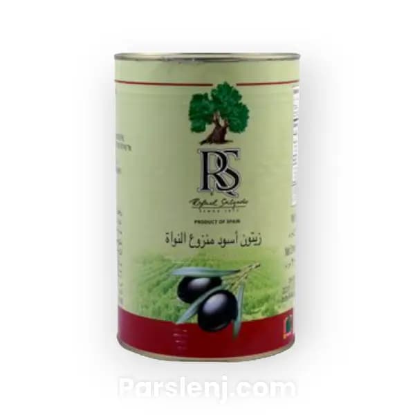 زیتون سیاه آر اس RS اصل اسپانیایی دانه متوسط 4300 گرمی