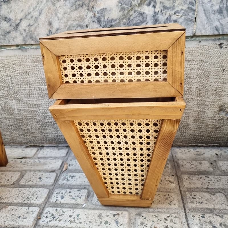 سطل و جا دستمال چوبی