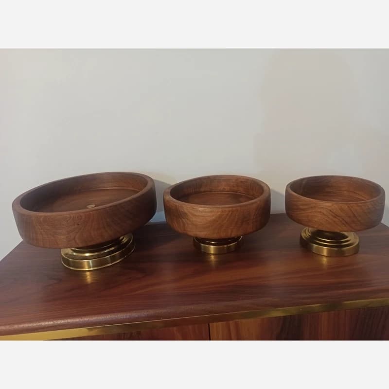 ست کاسه چوبی پایه دار 3 تکه — تصویر ۴