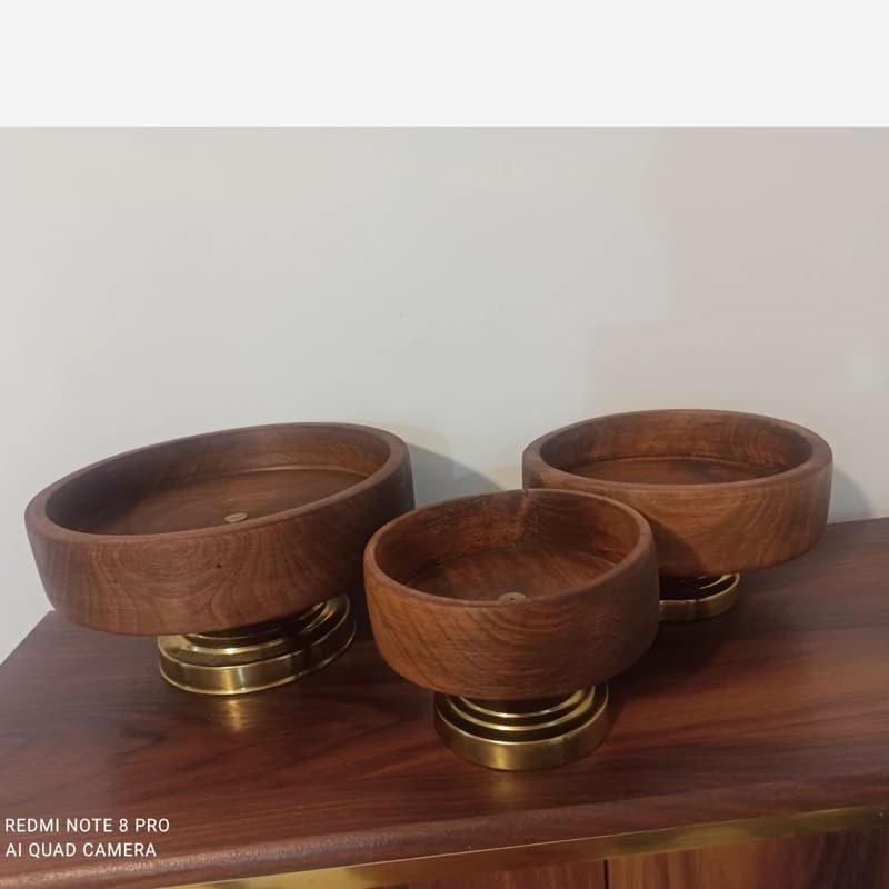 ست کاسه چوبی پایه دار 3 تکه — تصویر ۷