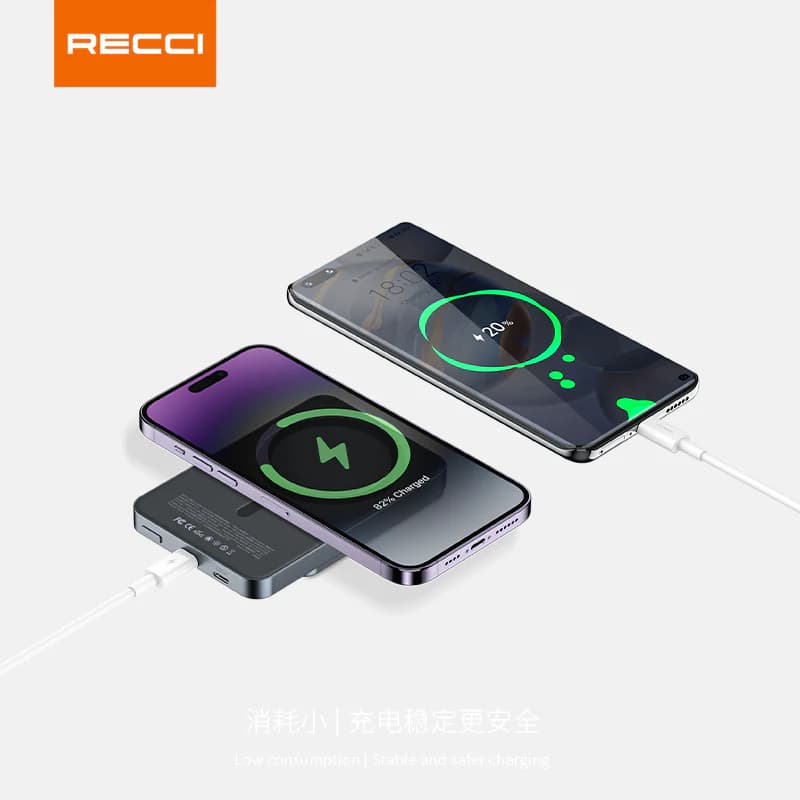 پاوربانک مگنتی رچی مدل Recci RPB-W15 Matrix Power Bank با ظرفیت 5000mAh — تصویر ۸