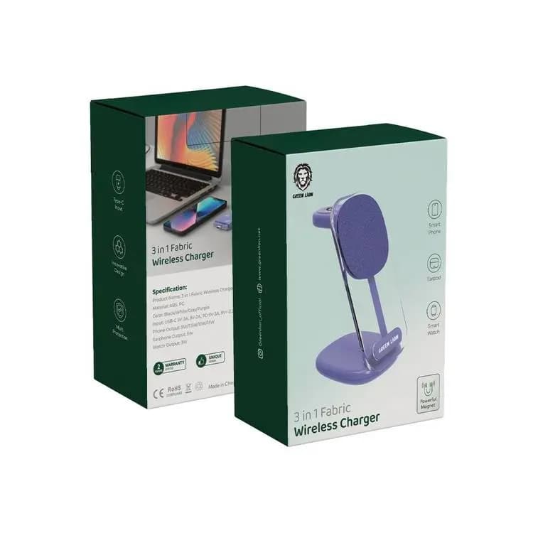 شارژر بی سیم گرین لاین مدل Green lion GN3IN1FAWIRC wireless fabric — تصویر ۱۱