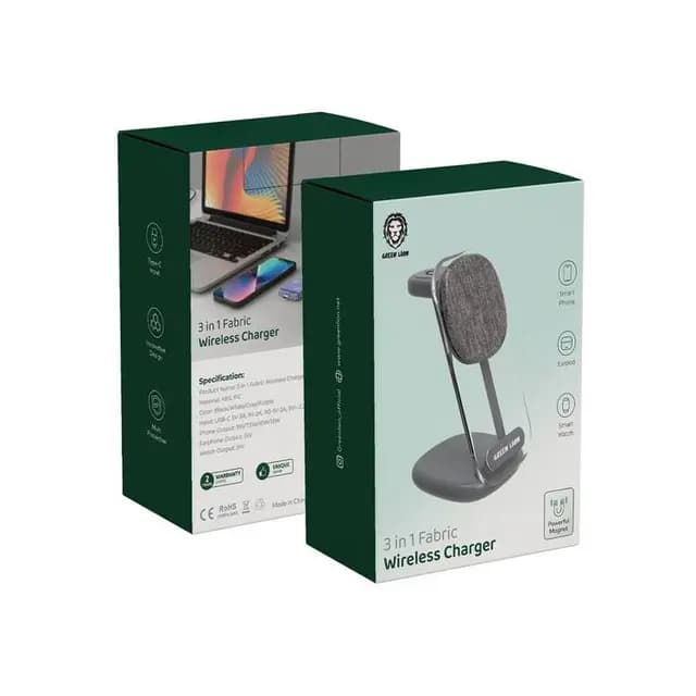 شارژر بی سیم گرین لاین مدل Green lion GN3IN1FAWIRC wireless fabric — تصویر ۵