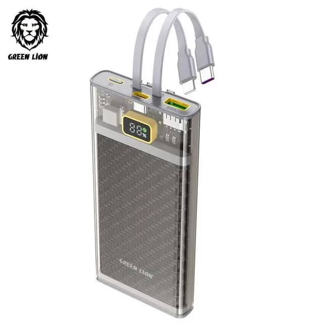 پاور بانک شفاف2 کابل گرین لاین مدل GREEN LION GNTR2PB10K POWER 10000MAH TRASPARENT 2 — تصویر ۳