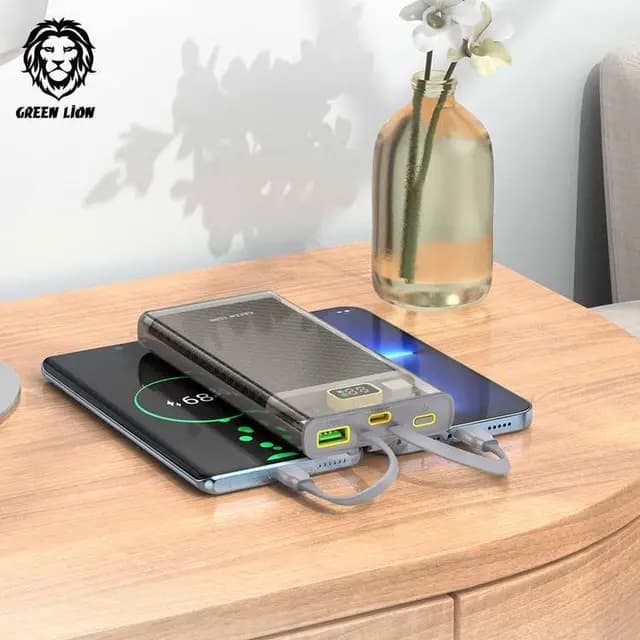 پاور بانک شفاف2 کابل گرین لاین مدل GREEN LION GNTR2PB10K POWER 10000MAH TRASPARENT 2 — تصویر ۸