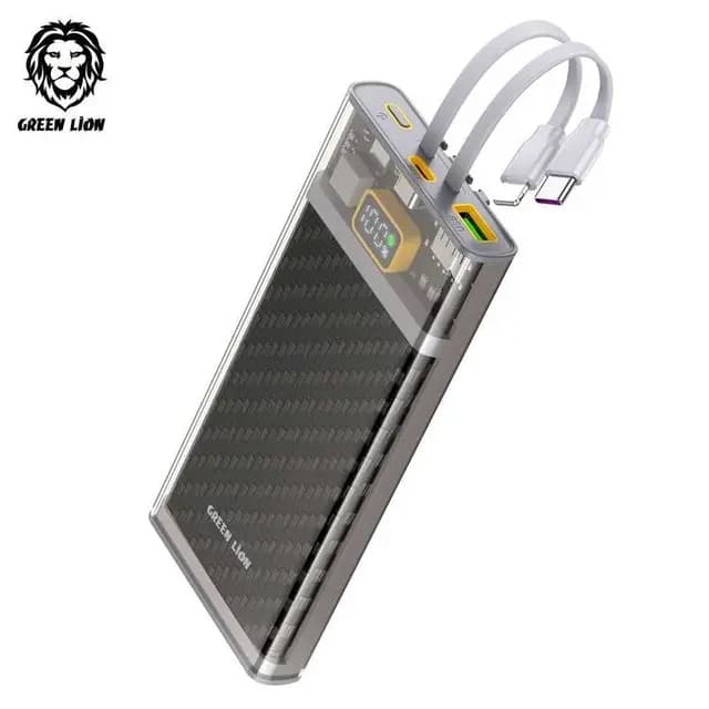 پاور بانک شفاف2 کابل گرین لاین مدل GREEN LION GNTR2PB10K POWER 10000MAH TRASPARENT 2 — تصویر ۵