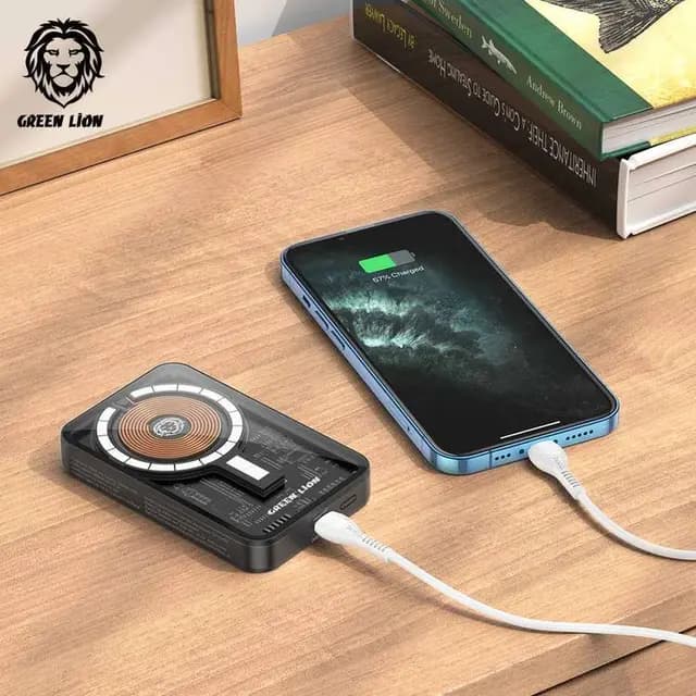 پاوربانک شفاف 3 در 1 گرین لاین مدل GREEN LION GN3TRAPB5 POWER 5000MAH MAGSAFE — تصویر ۸
