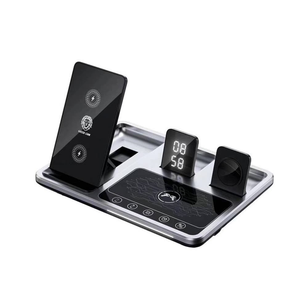 پایه شارژ وایرلس چندکاره گرین لاین مدل Green Lion 4 In 1 Wireless Charging Station 2 GN4IN1RGBWC