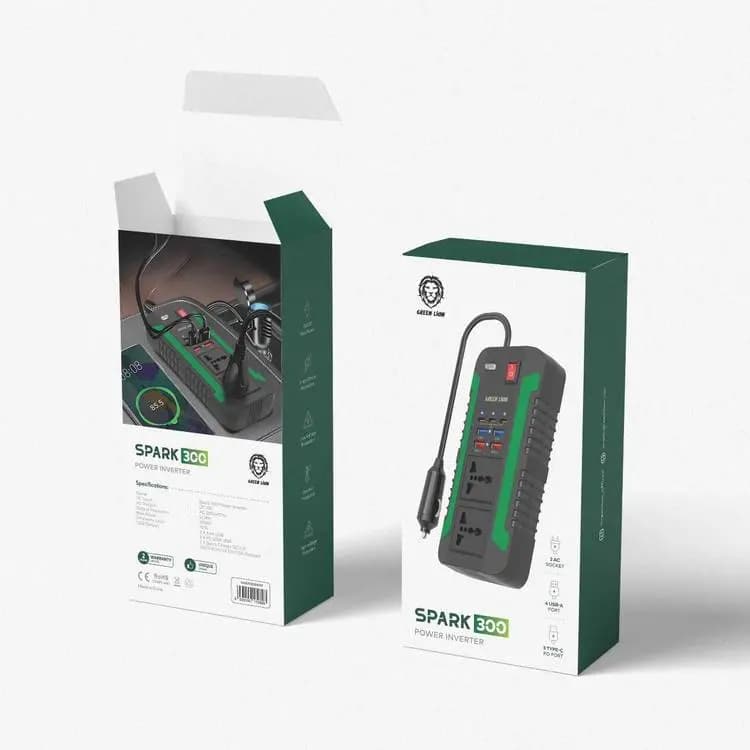 پاور اینورتر فندکی ماشین گرین لاین مدل Green Lion Spark Power Inverter GNSPI300WAT با توان 300W — تصویر ۳