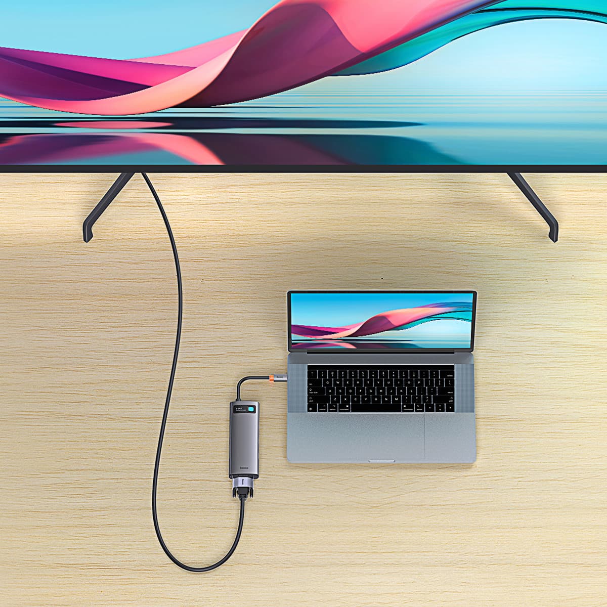 هاب 6 پورت USB-C بیسوس مدل BS-OH040 — تصویر ۷