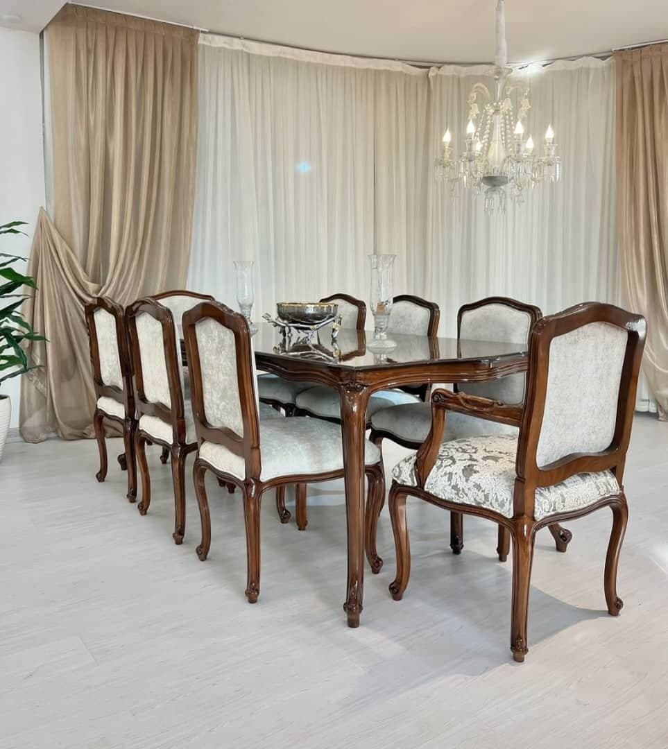 میز ناهار خوری چوبی ۸ نفره فرانسوی کوئین