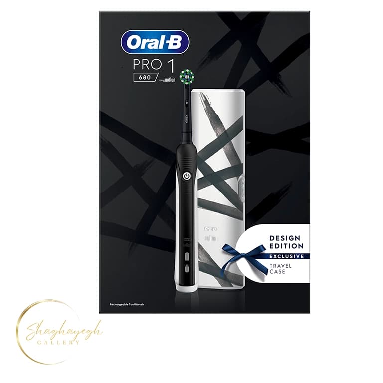 مسواک برقی پرو ۱ ۶۸۰ مشکی اورال بی Oral B Pro 1 680 Black Design Edition Rechargeable Electric Toothbrush — تصویر ۲