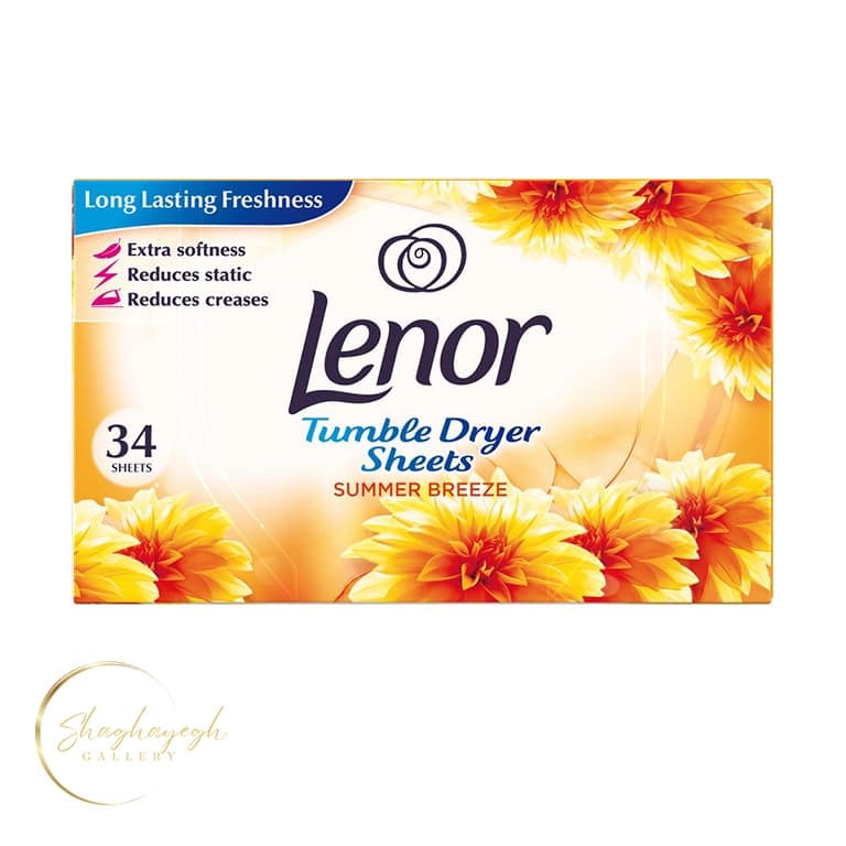 ورق خشک کن لباس سامر بریز لنور ۳۴ عددی Lenor Summer Breeze Tumble Dryer Sheets 34 Sheets
