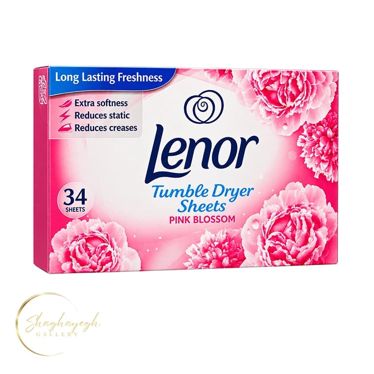 ورق نرم کننده و خوشبو کننده لباس پینک بلوسوم لنور ۳۴ عددی Lenor Pink Blossom Tumble Dryer Sheets 34 Sheets