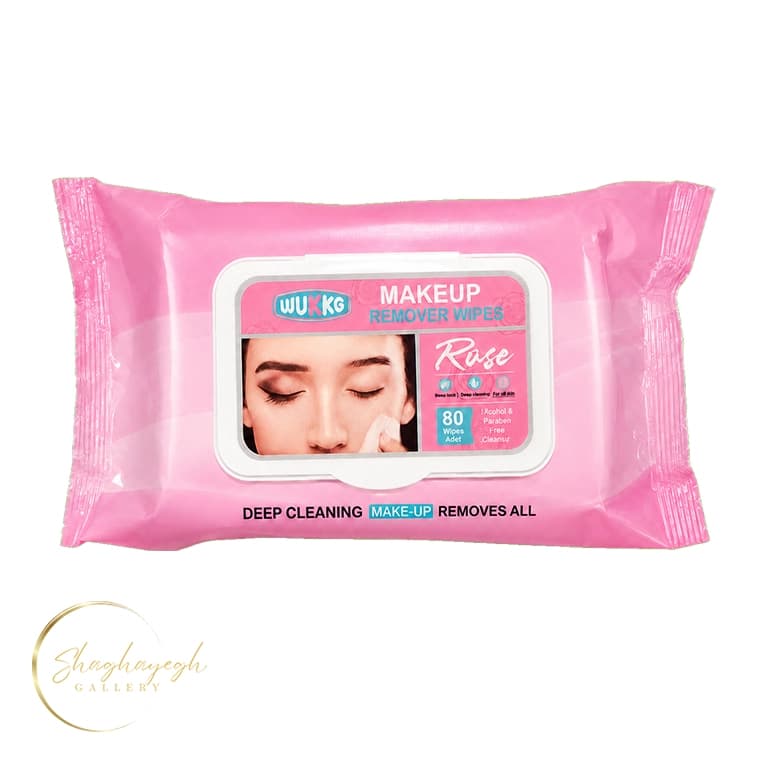 دستمال مرطوب پاک‌کننده آرایش رز ووکیجی 80 عددی WUKKG Rose Makeup Remover Wipes