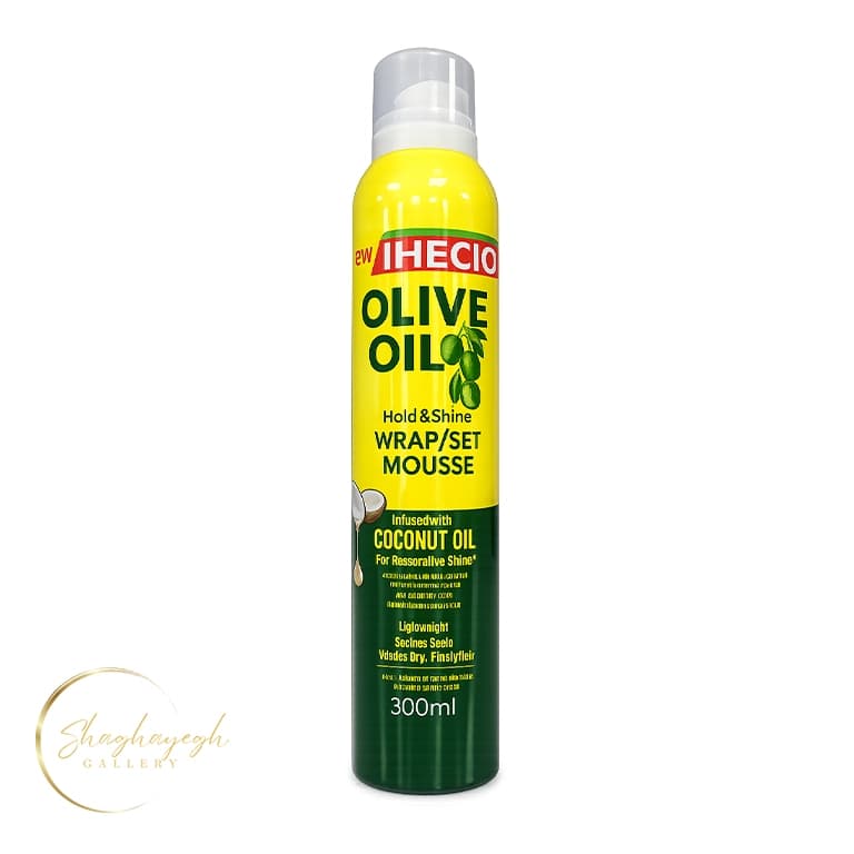 موس مو زیتون ایهسیو 300 میل IHECIO Olive Oil Hold &amp; Shine Wrap/Set Mousse 300ml