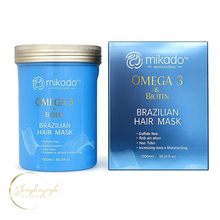 ماسک مو امگا 3 و بیوتین میکادو تاپ 1000 میل Mikado Top Omega 3 and Biotin Brazilian Hair Mask 1000 ml