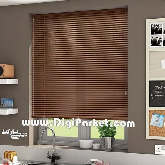 پرده کرکره فلزی قهوه ای ساده ۱۶ میلیمتری dp1287