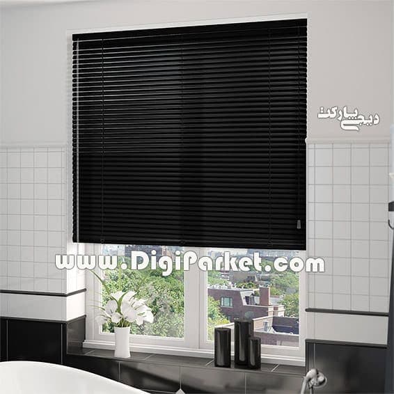 پرده کرکره فلزی مشکی ساده ۱۶ میلیمتری dp19