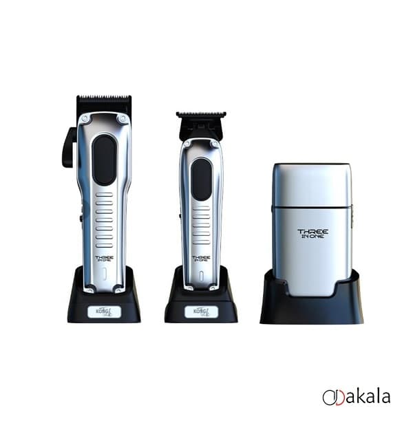 ست ماشین اصلاح حجم زن،خط زن و شیور نقره ای کنگ تک 3in1