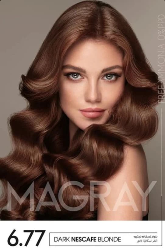 کیت رنگ موی MAGRAY رنگ بلوند نسکافه ای تیره کد 6.77
