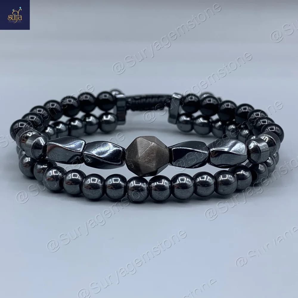 دستبند مردانه سنگی ، سنگ عقیق اصل و معدنی ، آبسیدین و حدید Iron Hand 9 — تصویر ۷