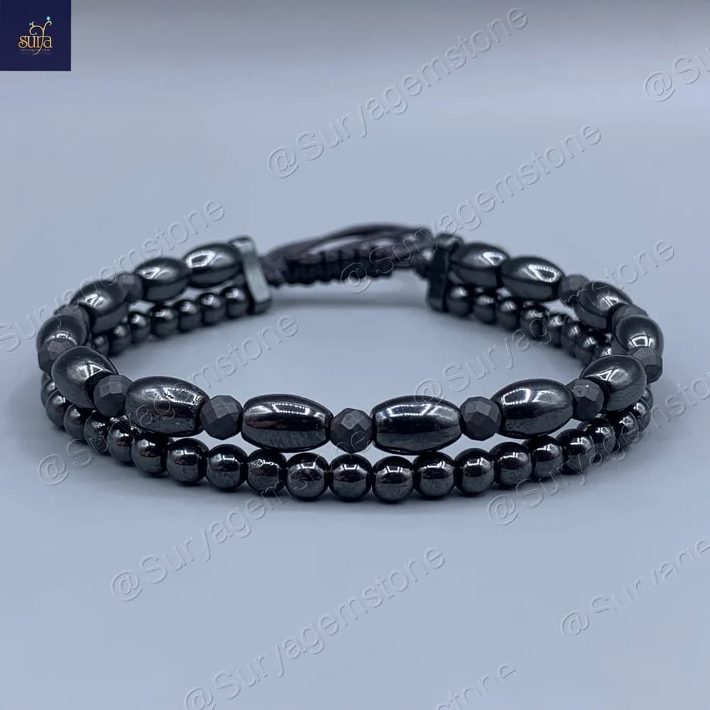 دستبند مردانه سنگ حديد اصل ، سنگی دو ردیفه Iron Soul 1