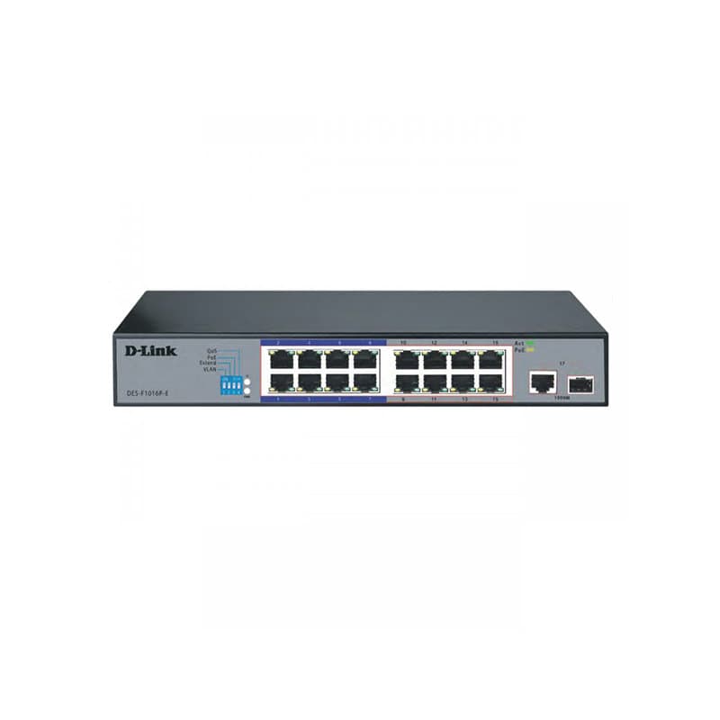سوئیچ 16 پورت +PoE دی لینک DES-F1016P-E در بازار شبکه
