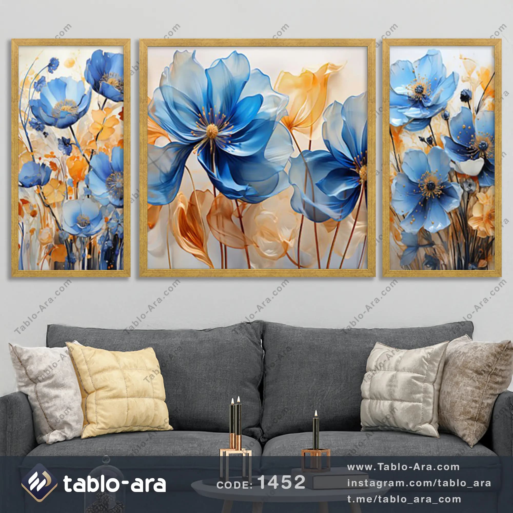 مجموعه تابلو دکوراتیو سه عددی کد 1452 — تصویر ۳