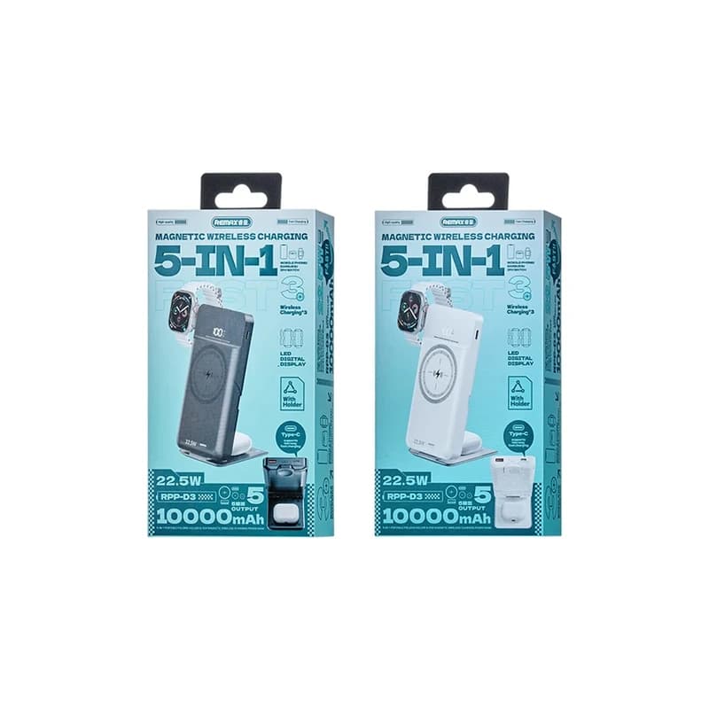 پاوربانک بی سیم ریمکس مدل RPP-D3 22.5W ظرفیت 10000 میلی آمپر ساعت — تصویر ۶