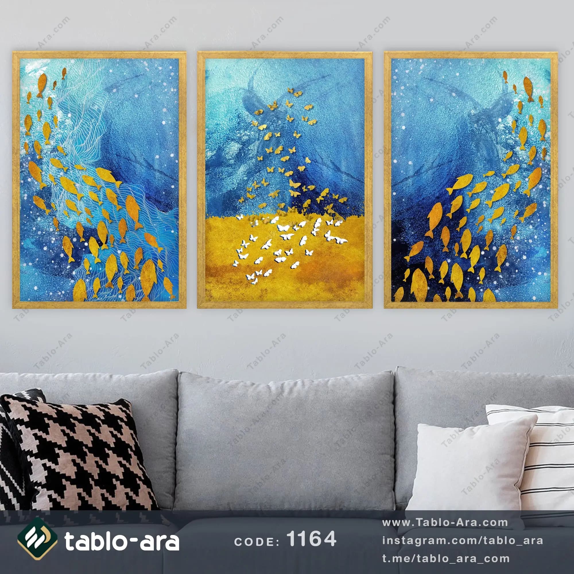 مجموعه تابلو دکوراتیو سه عددی کد 1164 — تصویر ۳