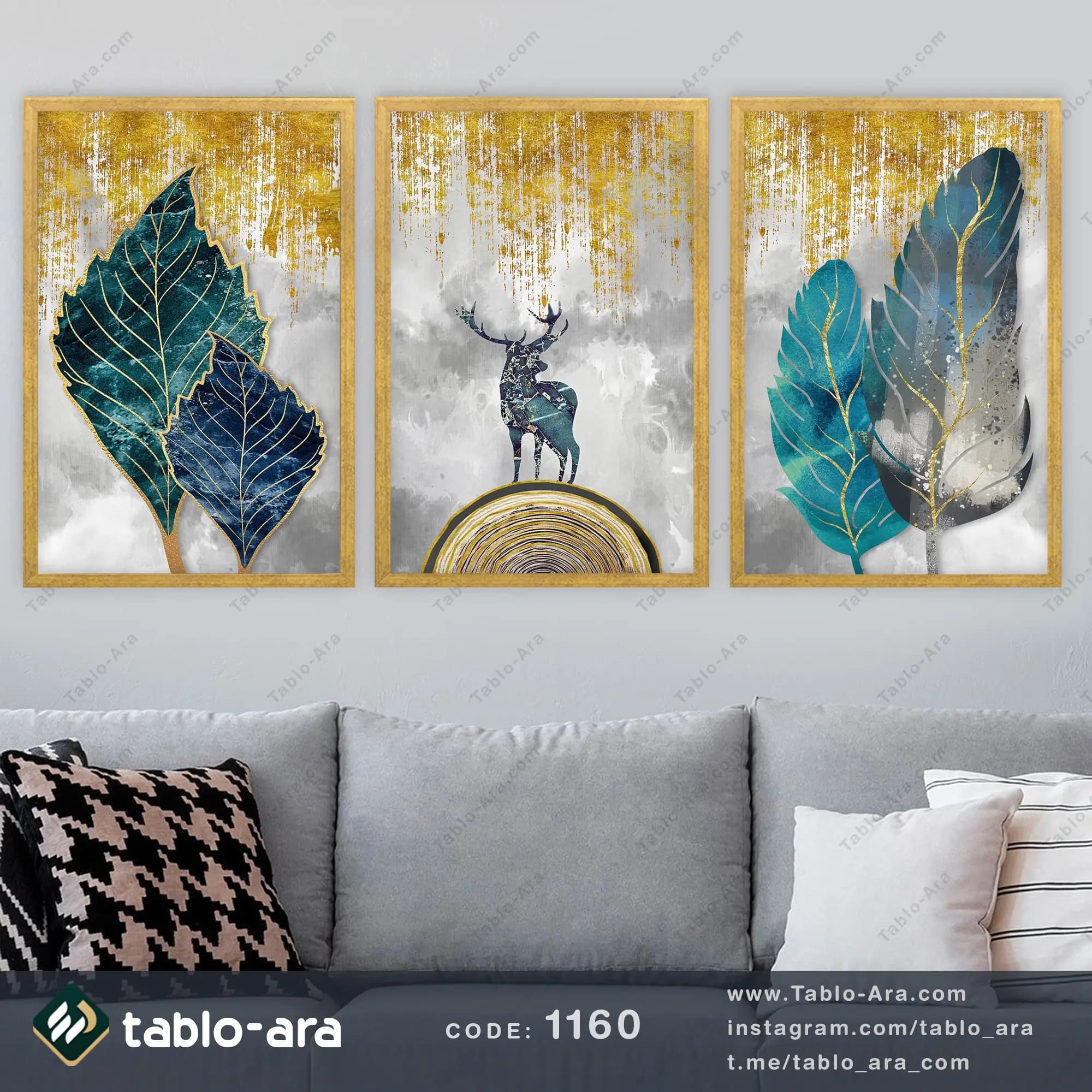 مجموعه تابلو دکوراتیو سه عددی کد 1160 — تصویر ۵
