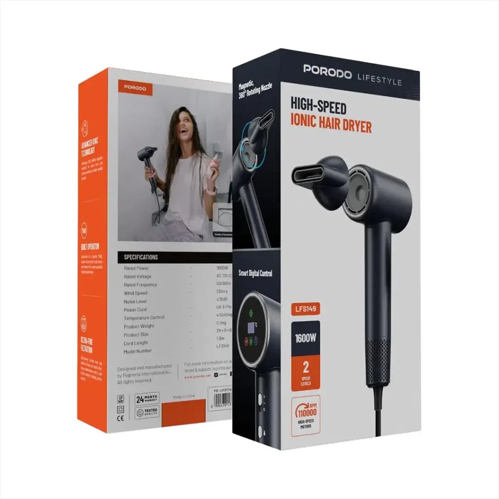 سشوار حرفه ای پرودو مدل IONIC HAIR DRYER 1600W — تصویر ۹