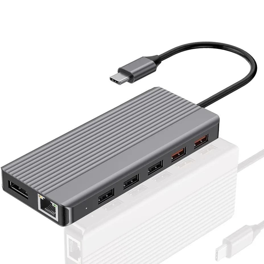 هاب تایپ سی پاوراولوژی مدل 13-in-1 Dual HDMI &amp; DisplayPort USB-C HUB Ethernet (P131HBCGY)