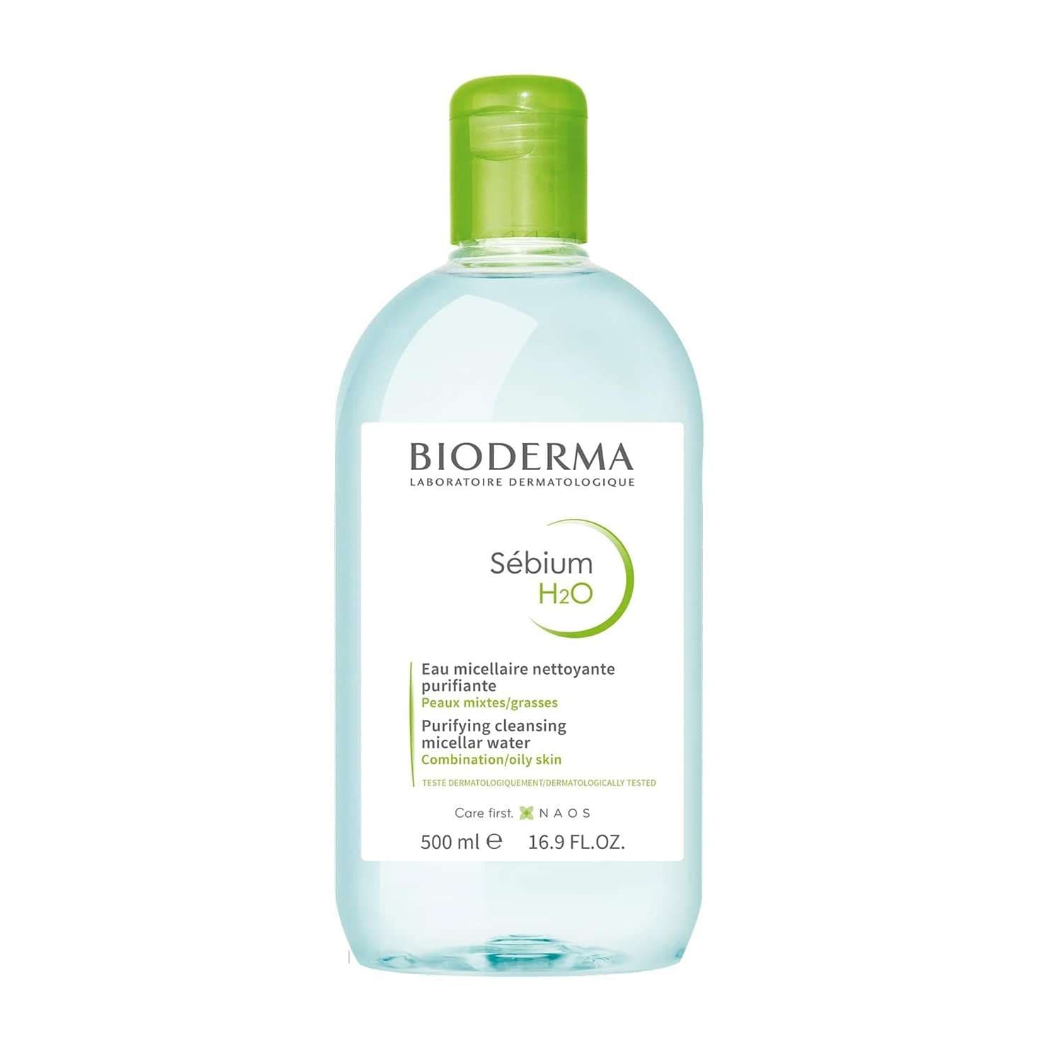 محلول پاک کننده آرایش بایودرما مدل Sebium H2O 500ml حجم 500 میلی لیتر
