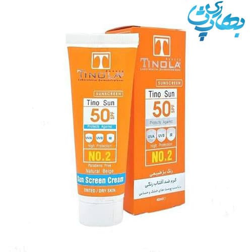 ضدآفتاب تینولا TINOLA رنگی SPF 50 مناسب پوست خشک بژ طبیعی — تصویر ۲