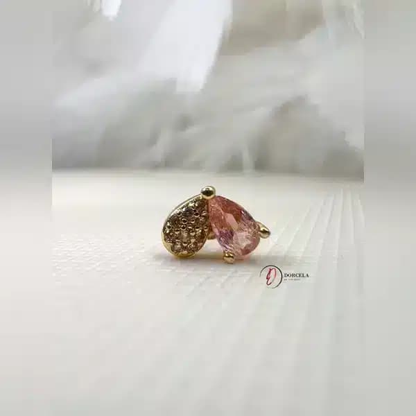 پیرسینگ گوش قلبی دو رنگ