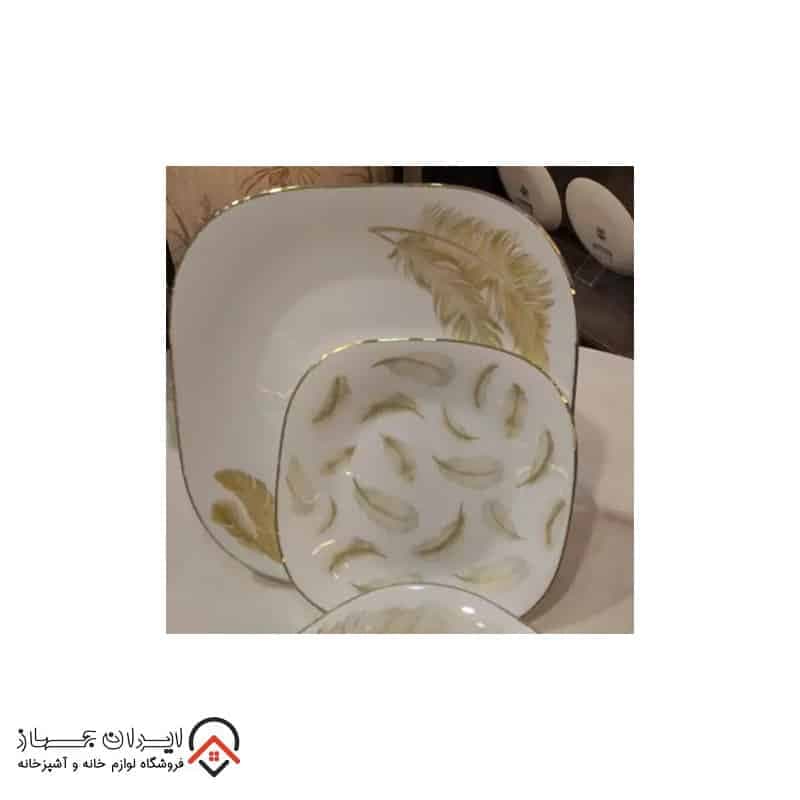 سرویس غذاخوری آرکوپال مربع لبه طلایی مدل پر طلایی