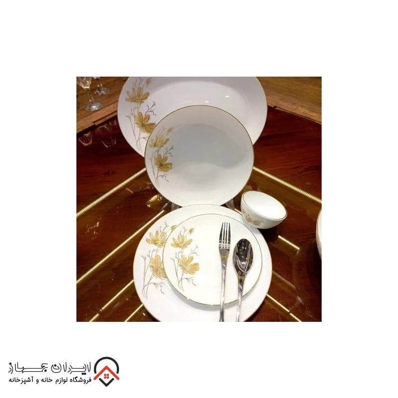سرویس غذاخوری آرکوپال 26 پارچه ژالین طلایی لب طلایی