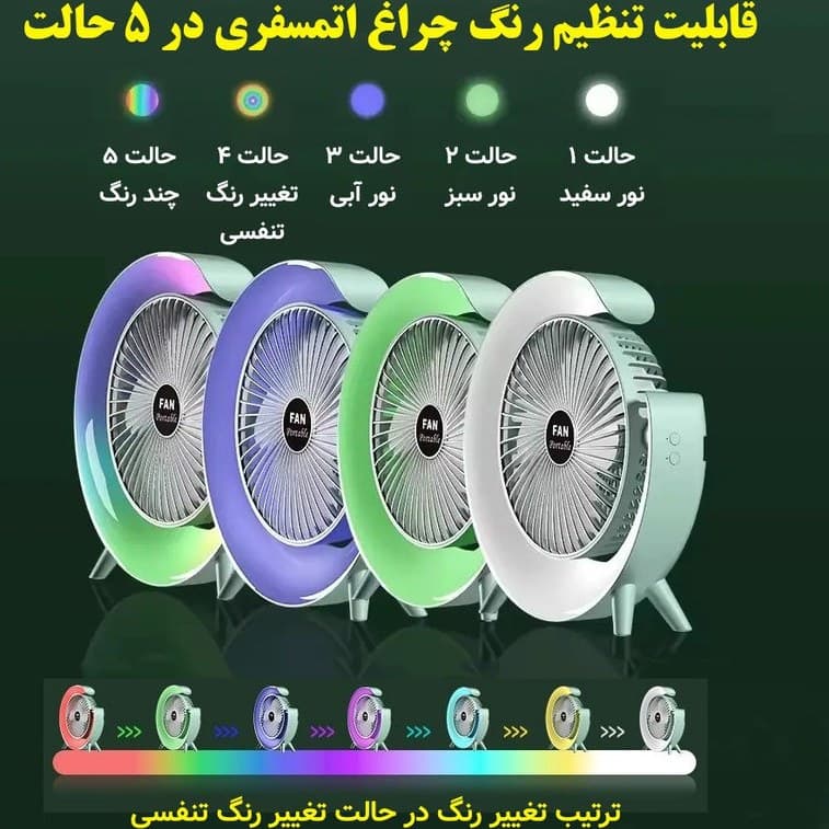 پنکه رومیزی مدل چراغ دار Colorful – آبی — تصویر ۴