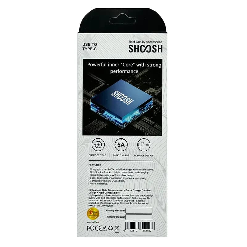 کابل شارژ تایپ سی SHOOSH مدل SH72C — تصویر ۸