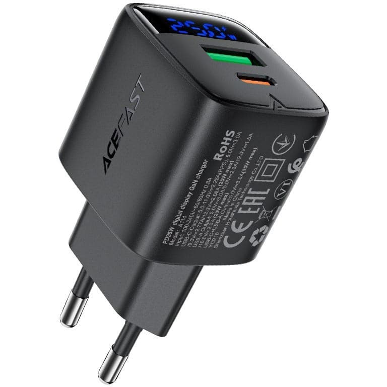 شارژر دیواری ACEFAST A114 25W دو پورت USB-C فست شارژ